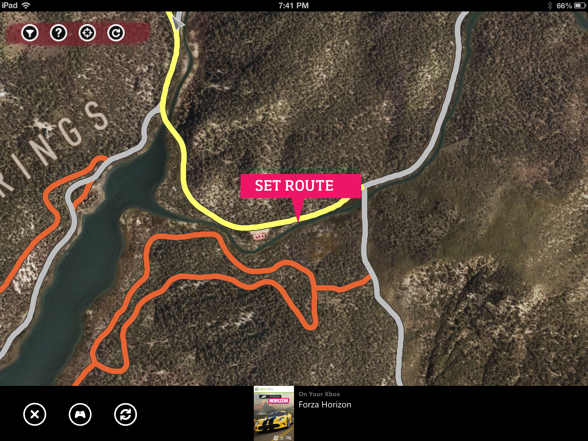A view of the map in Forza Horizon via Xbox SmartGlass
