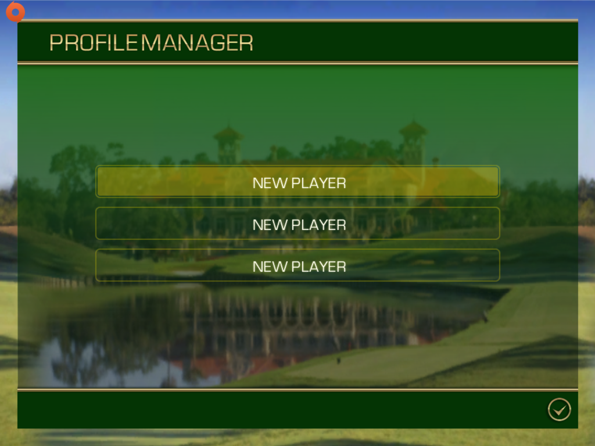 Pick a slot screen in Tiger Woods PGA Tour 12 for iOS