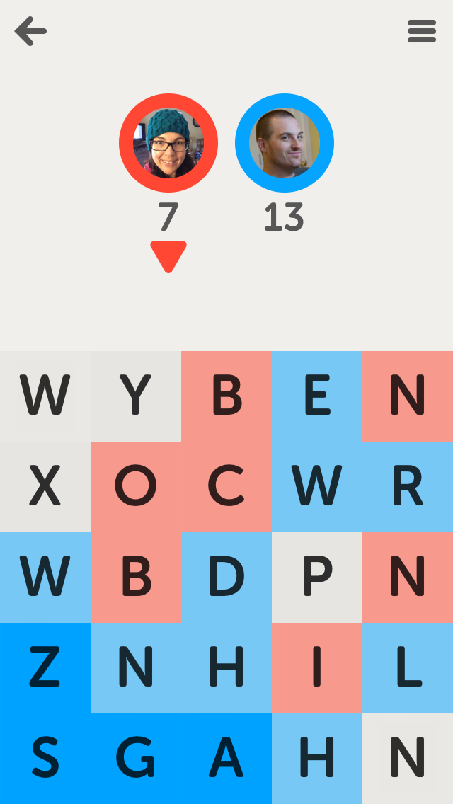 Letterpress for iOS - game screen