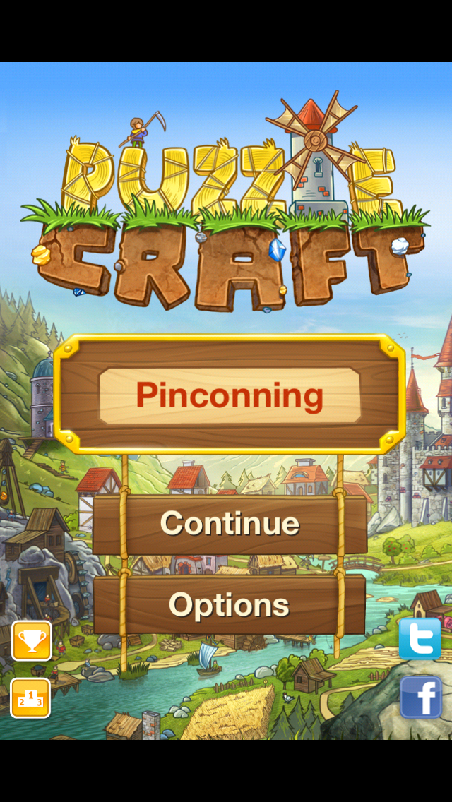 Title screen for Puzzle Craft on iOS