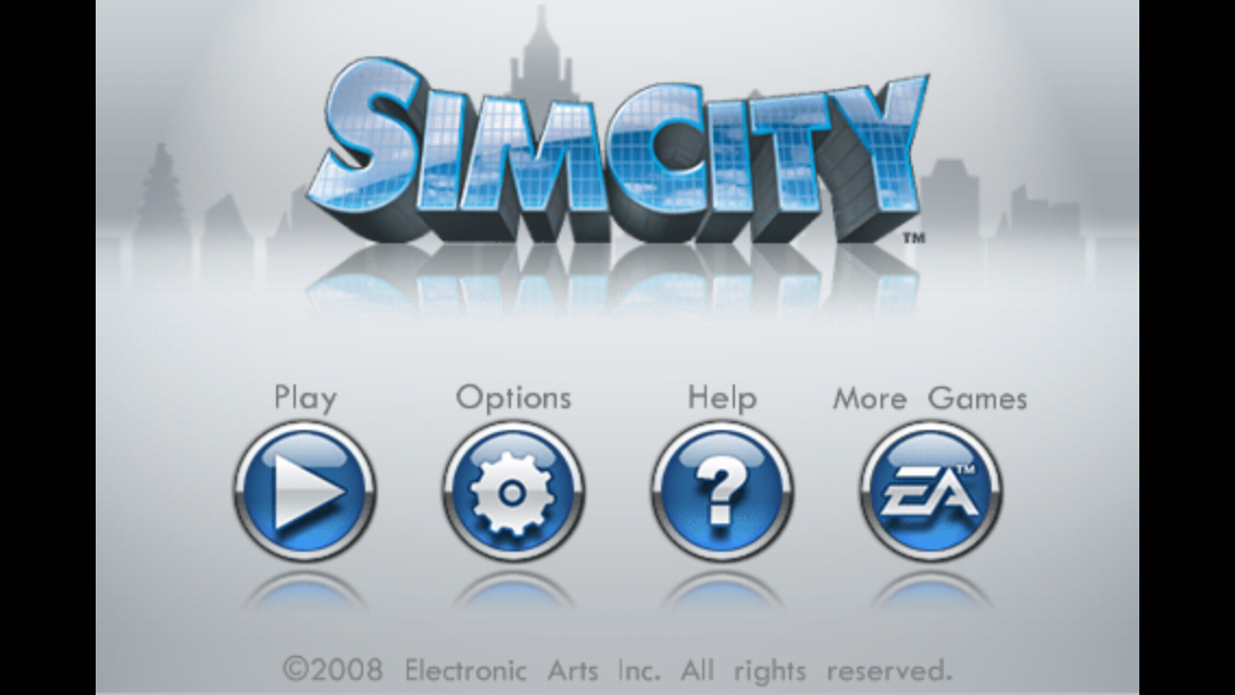 Title screen for SimCity on iOS