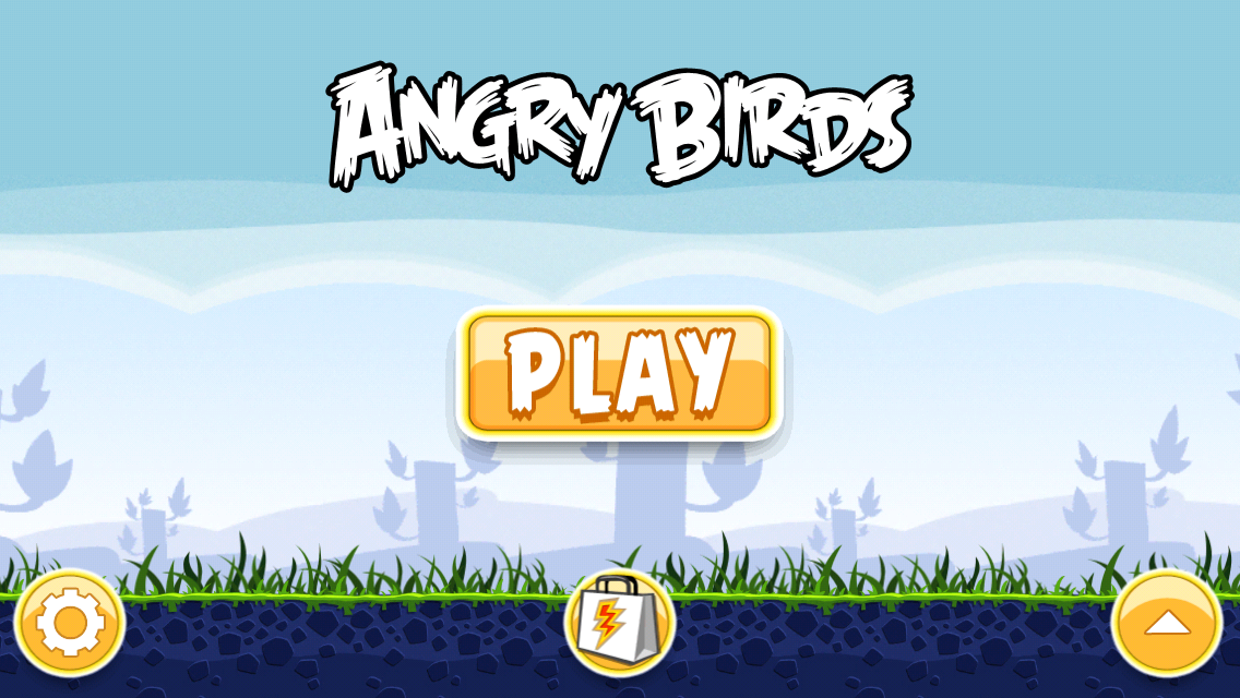 Title screen of Angry Birds on iOS