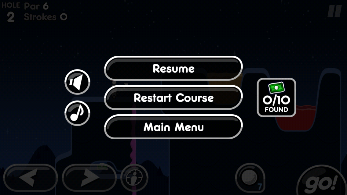 Pause menu in Super Stickman Golf 2