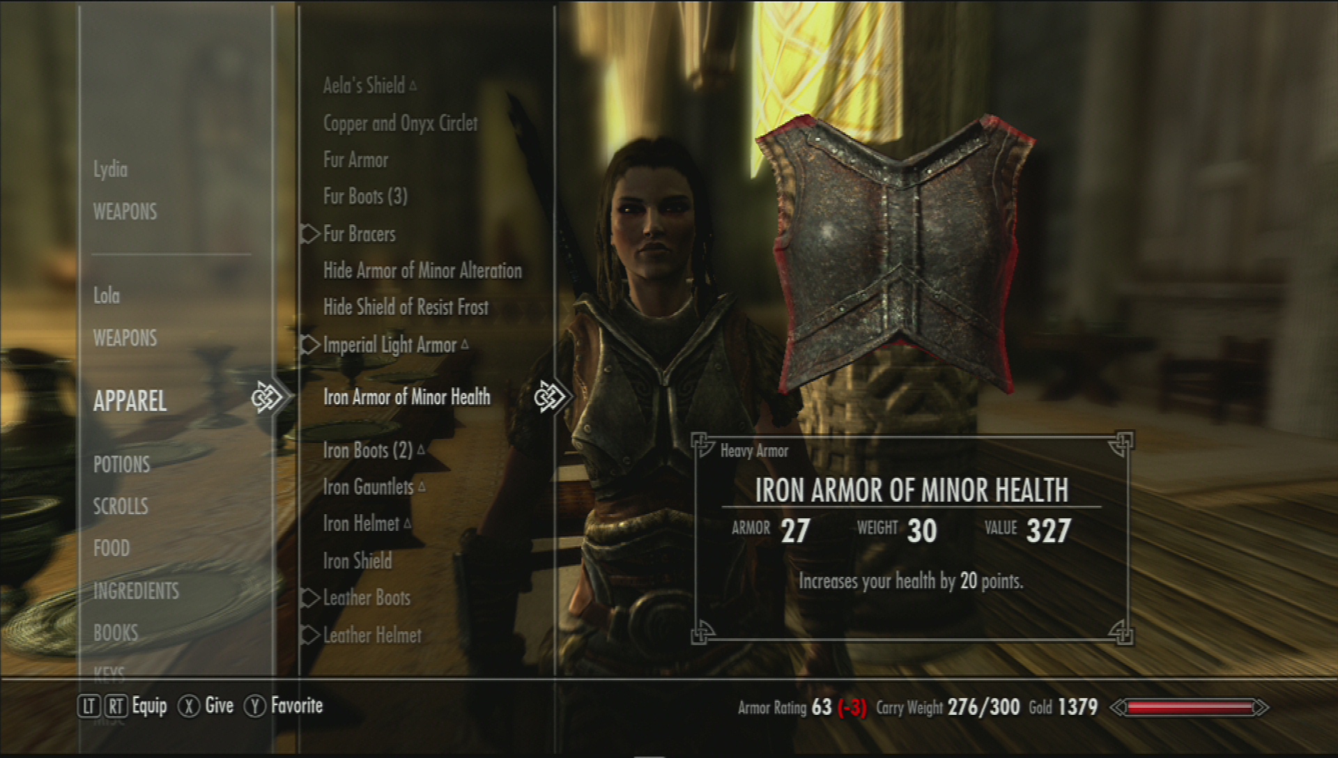 Skyrim's menu for trading with your follower
