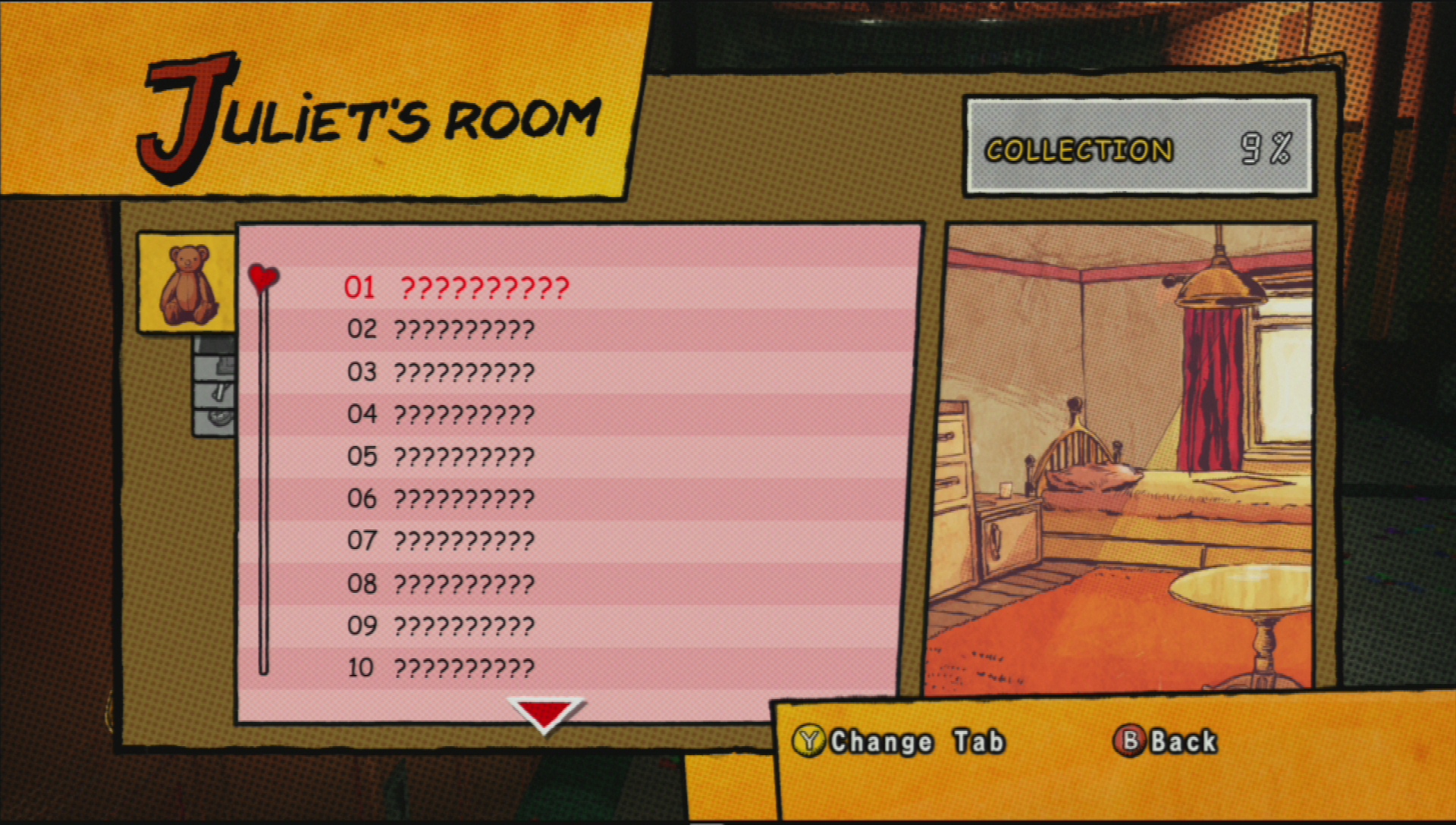 The Juliet's Room screen in Lollipop Chainsaw