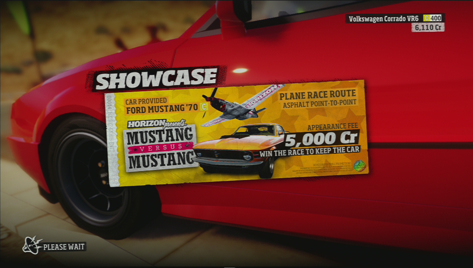 Forza Horizon mustang vs mustang title screen